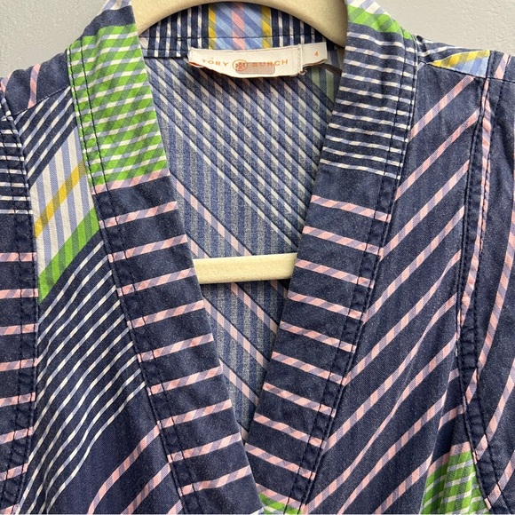 Tory Burch Striped Midi Wrap Dress, Size 4 - Picture 6 of 10